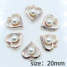 New 10pc 20mm mini alloy peach heart shiny crystal pearl creative decoration necklace rhinestone pendant DIY jewelry accessories 2024 - buy cheap