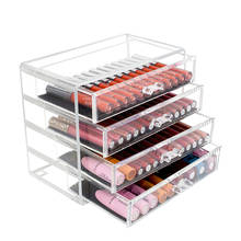 Caja de almacenamiento de joyería, cajón de gran capacidad, acrílico transparente, 4 capas, maquillaje, lápiz labial, escritorio 2024 - compra barato