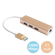 Adaptador de red Ethernet Gigabit USB3.0, Hub con 3 puertos USB 3,0 a RJ45, 10/100/1000M, tarjeta Lan para Macbook y Windows 10 2024 - compra barato