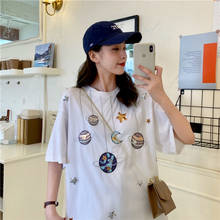 Cartoon Planet Embroidered Fashion Loose All Match M-xl 3 Sizes Short Sleeve New Spring Fashion Women Top T-shirts 2024 - buy cheap