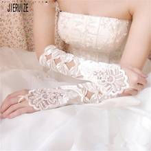 JIERUIZE New White Fingerless Bridal Gloves Lace Satin Wedding Gloves Accessories Long Gloves for Bride Party 2024 - buy cheap
