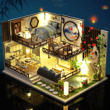 Casa de bonecas em miniatura 3d, casa de bonecas de madeira chinesa com kit de móveis, brinquedos criativos para crianças e adultos, presente de natal 2024 - compre barato