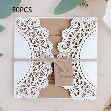50Pcs Wedding Invitations Cards And Tags Laser Cut Vintage Wedding Greeting Card Bridal Shower Decor Gift Event Party Supplies 2024 - buy cheap
