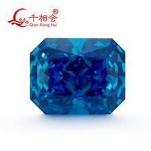 Color azul oscuro 8x10mm forma rectangular brillante corte de hielo picado Circonia cúbica piedra suelta cz piedra 2024 - compra barato