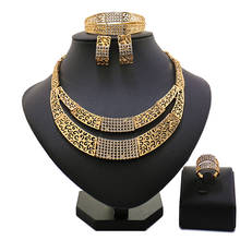 Longlc conjunto de joias feminino estilo africano, conjunto de joias para casamento estilo dubai e cores douradas 2024 - compre barato