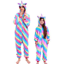 Kids Rainbow Unicorn Onesies Pajamas Adult Winter Sleepwear Men Women Stitch Pyjamas Baby Boys Girls Onesies Homewear 2024 - купить недорого