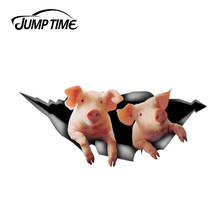Jump Time 13cm x 5.6cm Funny pigs car Decal farm Decal 3D Pet Graphic Vinyl Decal Car Window Laptop Bumper Animal Car Stickers 2024 - buy cheap