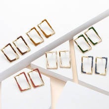 Korean Version of The New Retro Morandi Color Drip Glaze Earrings Fashion Geometric Square Earrings Trend Cold Wind Earrings 2024 - buy cheap