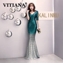 VITIANA, женское вечернее длинное платье с блестками, элегантное облегающее платье с глубоким v-образным вырезом, женское благородное банкетное платье 2024 - купить недорого