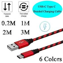 Двухцветный USB-кабель в нейлоновой оплетке, 0,2 м, 1 м, 2 м, 3 м, USB-кабель для синхронизации данных и зарядки для Samsung S10, 20, для Huawei P30, 40 2024 - купить недорого