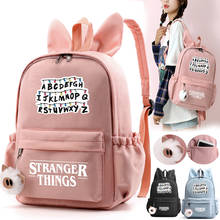 2020 New Stranger Things With Rabbit Ears Shoulder Bag Backpack Student Teenager Girls cute Backpack Letters Print School 2024 - buy cheap