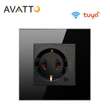 AVATTO Tuya EU WiFi Smart Wall Socket with Luxury Glass Panel, Smart Life APP Smart Wall Outlet Work for Google Home, Alexa 2024 - buy cheap