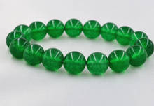 12mm Green 100% Natural Emerald Round Gemstone Beads Bangle Bracelet AAA 2024 - buy cheap