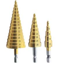 3 uds flauta espiral métrica el cortador de agujero en forma de Pagoda 4-12/20/32mm HSS juego de brocas de cono de acero HSS paso de afilado 2024 - compra barato