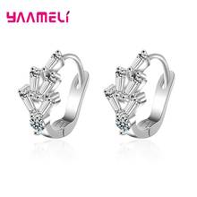 New Arrival 2 Color 925 Sterling Silver Hoops Woman Earrings Cubic Zircon CZ Crystal Piercing Ear Jewelry Wedding Party Gift 2024 - buy cheap