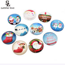 10Pcs Mixed Big Christmas Glass Cabochon Santa Claus Snowman Cameo Pendant Settings For Making DIY Jewelry Findings 25mm 2024 - buy cheap