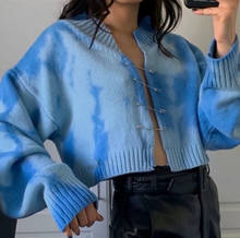 Casual Tie Dye Single Breasted Oversized Cardigan Women Autumn Winter Long Batwing Sleeve V Neck Knitted Sweater Coat Female New 2024 - buy cheap