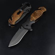 Cuchillo de supervivencia para caza, herramienta múltiple EDC de acero 440C con mango de madera para combate, senderismo y acampada 2024 - compra barato