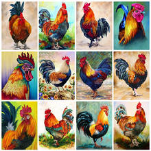 Pintura en lienzo de animales de pollo multicolor, cuadro moderno para pared, póster e impresión, galería, decoración del hogar para sala de estar 2024 - compra barato