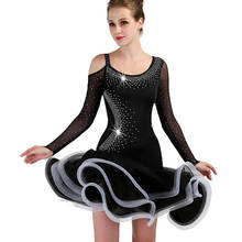 Traje de baile latino negro para mujer, traje de Salsa con diamantes de imitación, ropa de diseñador, Ropa de baile de Salsa, trajes de baile de Samba JL2643 2024 - compra barato