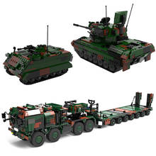 The New Military high-tech Weapon Army German 8×8 Tank Carrier Cheetah M113 Armored Car Building Blocks WW2 Bricks Toys 2024 - buy cheap