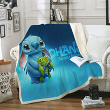 Manta de dibujos animados de Lilo & Stitch de Disney para niños, manta de Sherpa con estampado 3D en la cama, sofá, Textiles para el hogar, regalo para bebés 2024 - compra barato