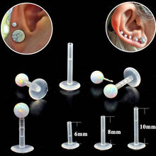 1Pc Acrylic & Steel Internally Thread Opal Zircon Stone Labret Lip Stud Ear Cartilage Helix Studs Piercing Body Jewelry 2024 - buy cheap