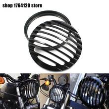 Motocicleta 5.75 "5 3/4" cnc led farol grill capa preta para harley sportster xl883 xl1200 ferro personalizado 2004-2012 2013 2014 2024 - compre barato