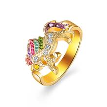 Anillo de unicornio de dibujos animados para mujer, sortija ajustable de aleación de cristal para dedo, regalo de joyería para regalo de compromiso de boda 2024 - compra barato