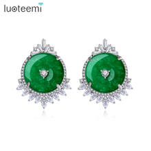 LUOTEEMI New Design Attractive Stud Earring High Quality AAA Zircon Fashion Jewelry Green Stone Bijoux for Women Wedding 2024 - buy cheap