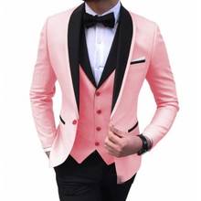 Latest Coat Pant Designs Pink Fashion Men Suit Slim Fit Groom Tuxedo 3 Piece Custom Made Wedding Suits Prom Blazer Set 2024 - buy cheap