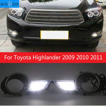 Дневные ходовые огни 1 пара для Toyota Highlander 2009 2010 2011 светодиодный дневные ходовые огни, водонепроницаемые противотуманные фары белого цвета 2024 - купить недорого