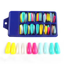 100Pcs/Set Coffin Fake Nails Fashion Beauty Colorful Nails Ladies Press On Designed False Nails Art Tips Overhead with glue 2024 - buy cheap