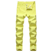 Pantalones vaqueros informales para hombre, diseño de moda, talla grande 42, ajustados, color amarillo, 2021 2024 - compra barato