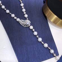 Collar de perlas D418 para mujer, joyería fina, collares de perlas blancas de agua dulce natural de 6-7mm 2024 - compra barato