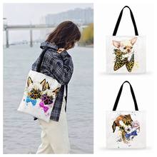 Foldable Shopping Bag Watercolor Kitten Puppy Art Print Tote Bag For Woman Casual Tote Outdoor Beach Bags Ladies Shoulder Bag 2024 - buy cheap