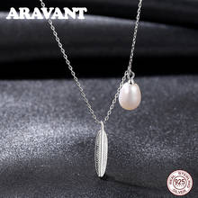 925 Sterling Silver Leaf With Pearl Gold Chain Necklaces Pendants Women Luxury Sterling Silver Necklace Jewelry 2024 - buy cheap