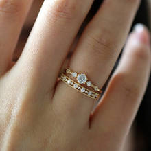 Anéis de cristal para mulheres, anéis da moda para mulheres, cor dourada, simples, de casamento, noivado, presentes, joias 2024 - compre barato