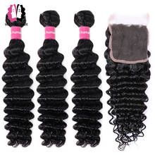 Mstoxic Deep Wave Bundles With Closure Brazilian Hair Weave Bundles With Closure Remy Human Hair Closures With Bundles 2024 - buy cheap