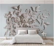 Пользовательские фото обои для стен 3 d фрески красивый европейский стиль пион цветок рельефный 3d стерео ТВ фон настенные бумаги 2024 - купить недорого