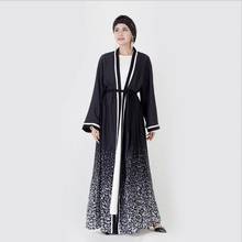 Gradient print Muslim abayas Wholesale Dubai fashion muslim full opening cardingan abaya female full length islamic robes F1072 2024 - buy cheap