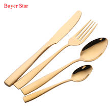 4Pcs Western Gold 10 Colors Stainless Steel Black Dinnerware Set Rose Gold Cutlery Set Fork Knife Scoop Wedding Silverware Set 2024 - buy cheap