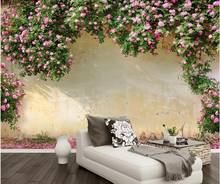 3D Настенные обои розовая фоновая стена Декор Гостиная Спальня ТВ фоновые обои для стен 3 D фотообои с изображение цветов 2024 - купить недорого