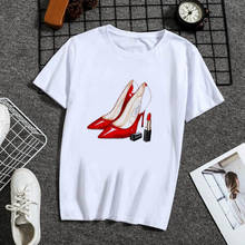 Summer New Funny Girls' high heels T-shirt Printed Chic Harajuku O-Neck Casual Retro Top Women's Fashion Tees Short Sleeve 2024 - buy cheap