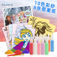 Disney-Juego de pintura de frozen 2 para niñas, Set de 8 juguetes de dibujo de papel hechos a mano, juguetes de arena de Color, DIY 2024 - compra barato
