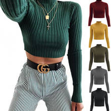 AIUJXK New 2020 Autumn Winter Turtleneck Knitted Sweater Women Fashion Ribbed Casual Pullover Jumper Knitwear crop Tops 2024 - buy cheap