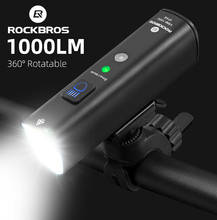 Велосипедный светильник ROCKBROS, 1000 люмен, передний свет для велосипеда, умный датчик, велосипедный светильник, велосипедные аксессуары, головной светодиодный светильник, USB, вспысветильник для горного велосипеда 2024 - купить недорого