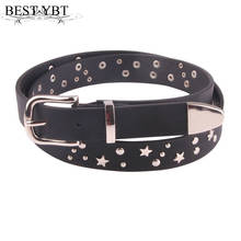Best YBT Women Imitation Leather Belt Alloy Pin Buckle Belt Fashion Trend Rivet Decoration High Quality Casual Women Belt 2024 - купить недорого