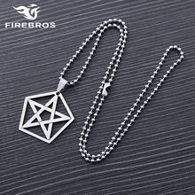 FIREBROS New Titanium Stainless Steel Amulet Pentacle Pentagram Pendant Necklace Men Jewelry Free 20/24" Chain Dropshipping 2024 - buy cheap