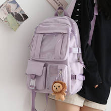 Однотонный рюкзак для мужчин и женщин, в стиле Ins, школьные сумки на плечо для колледжа, школьные рюкзаки для ноутбука 15,6 дюйма, японские 2021 2024 - купить недорого